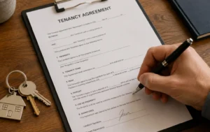 rental-property-management-signing-tenancy-agreement-with-house-keys