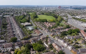 Residential-Care-Home-for-Lease-opportunity-located-within-a-UK-residential-area-showing-surrounding-housing-green-spaces-and-local-infrastructure