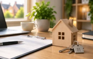 Use-Class-C3A-property-investment-concept-showing-house-keys-property-documents-and-a-wooden-home-model-for-residential-planning-decisions