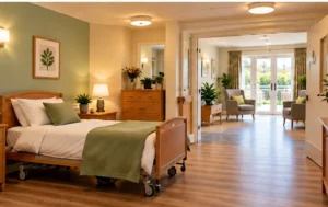 Property-Conversion-Completed-with-a-Comfortable-Care-Home-Bedroom-and-Accessible-Communal-Living-Area