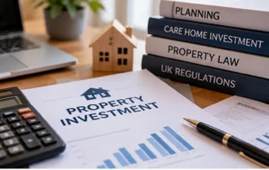 Property-Conversion-Plans-Being-Reviewed-with-Architectural-Floor-Plans-and-Care-Home-Designs-on-a-Desk
