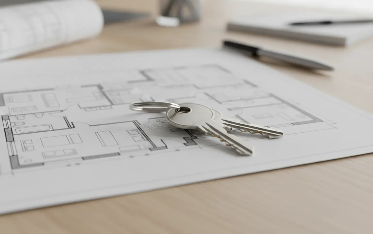 House keys on a floor plan, symbolising the landlord and tenant partnership.